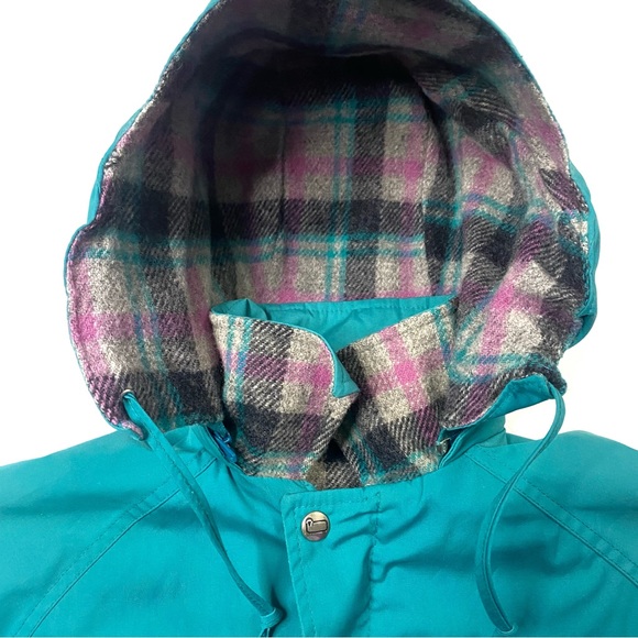 Vintage Woolrich Women’s Teal Wool Lined Hooded Parka Jacket Coat Made In USA M - Picture 8 of 13